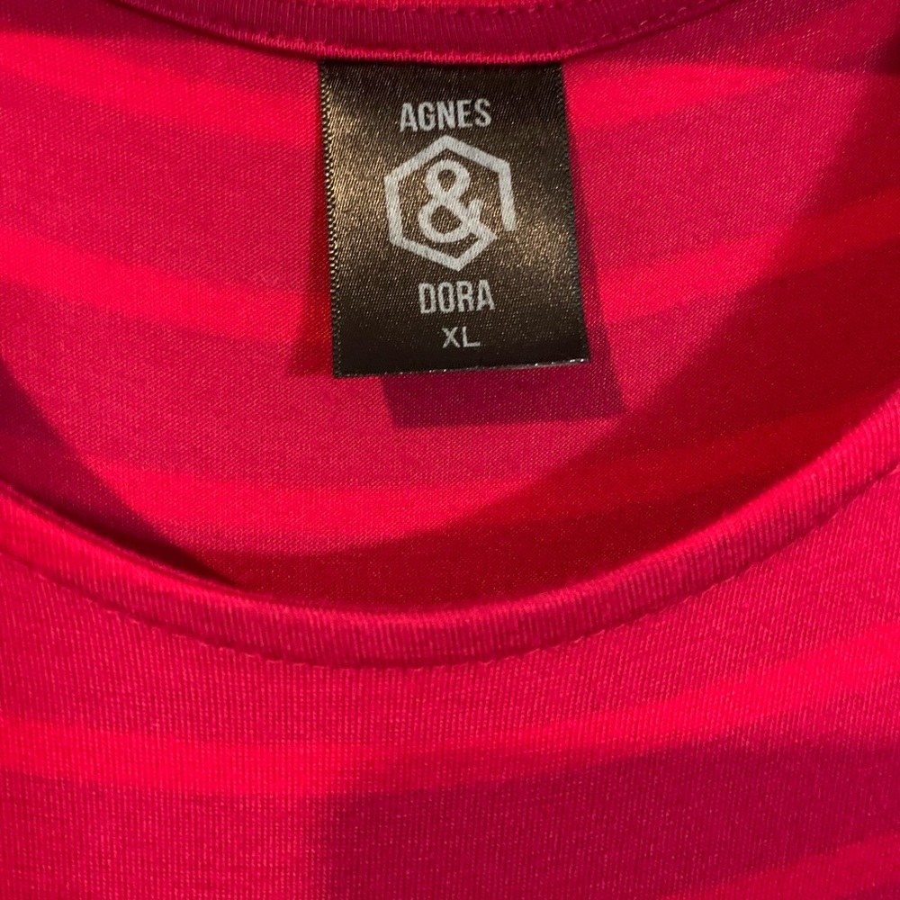 Agnes & Dora Krafft Magenta Stripe Tiered Dress